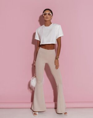 bézs trapéz nadrág s/m