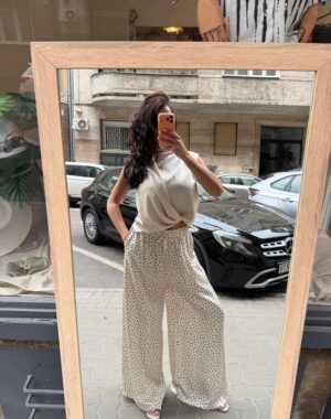 pöttyös gumis szatén nadràg allsize