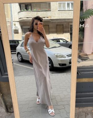 szürke hosszú ruha hátdisszel allsize