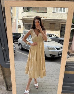 bézs vászon ruha s/m